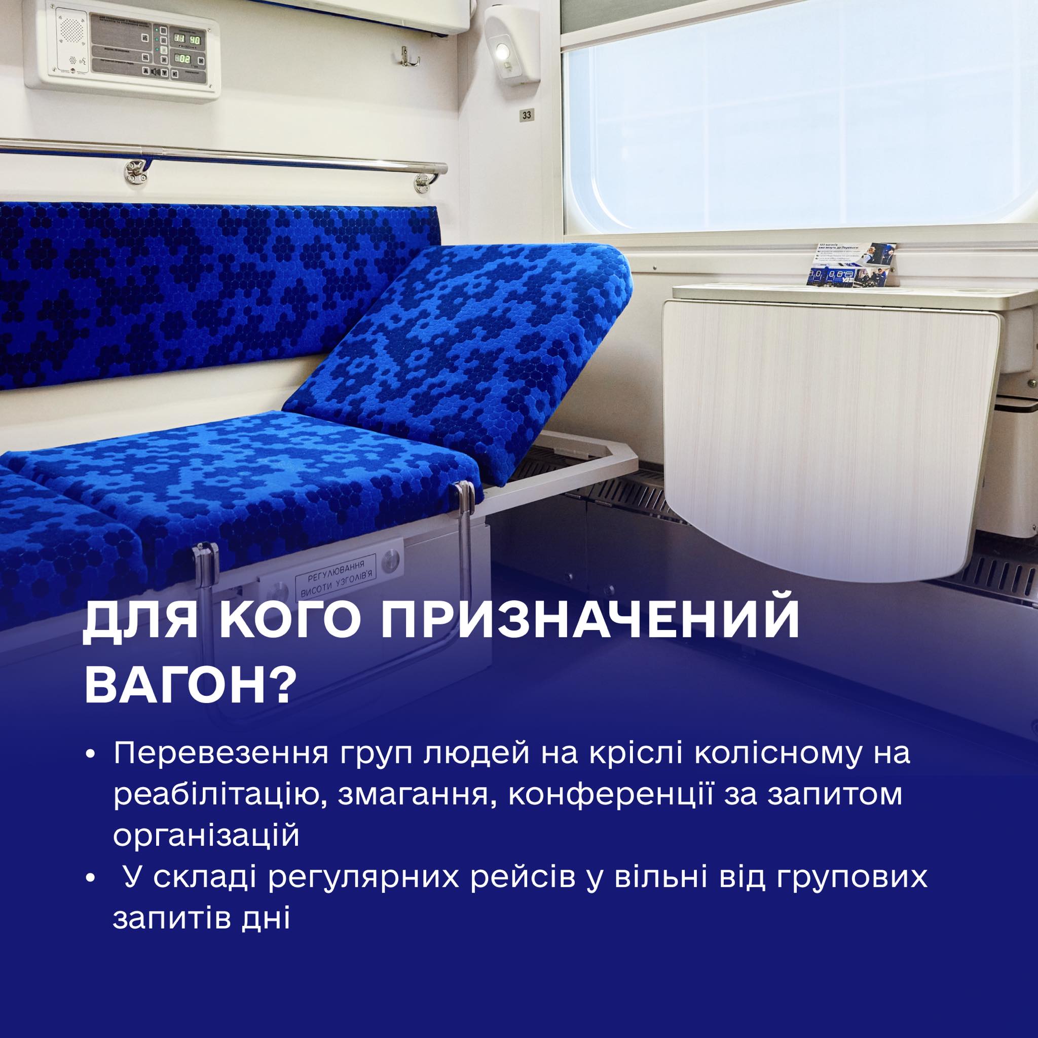 Укрзалізниця створить інклюзивні вагони для пасажирів, які користуються кріслом колісним