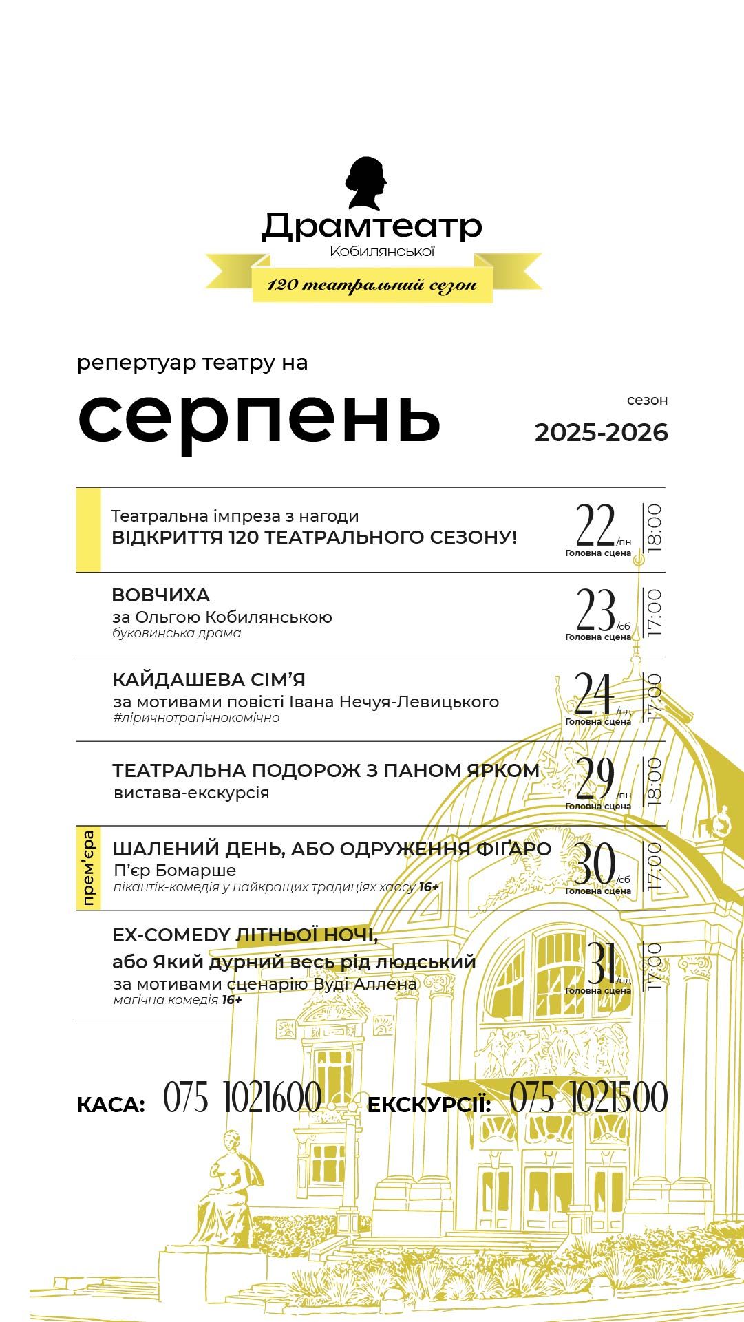 У Чернівецькому муздрамтеатрі представили афішу нового сезону